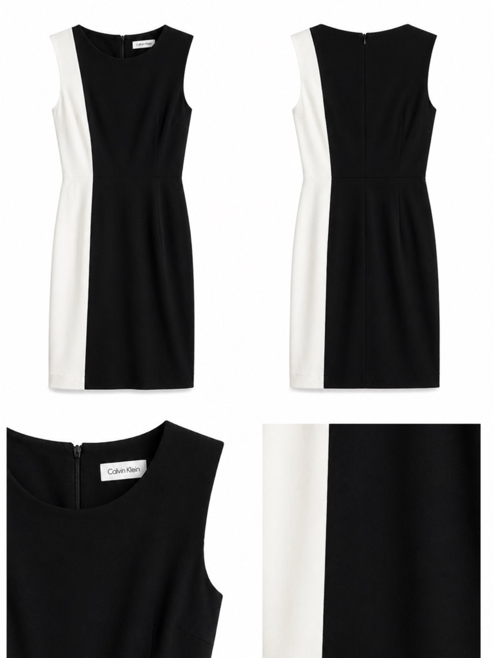 Calvin Klein Black & White Panelled Sleeveless Mini Dress (No Belt)